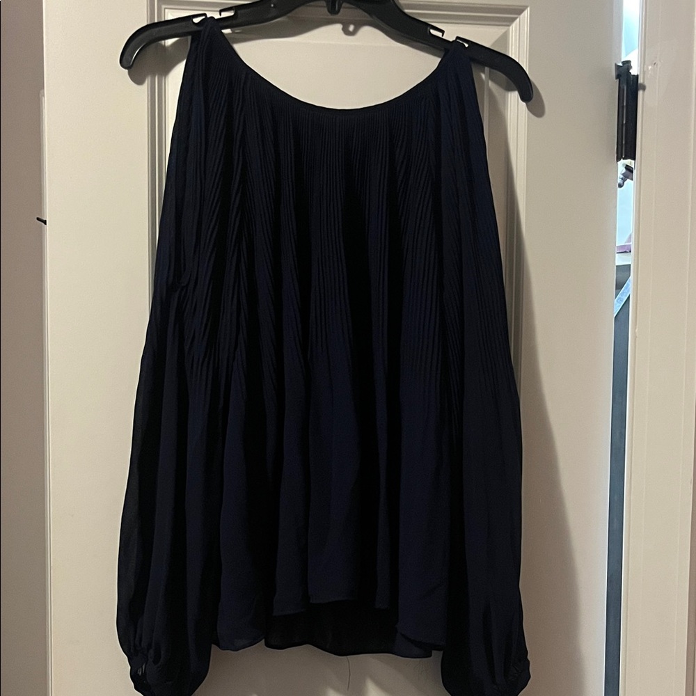 Aakaa Deep Blue Pleated Top